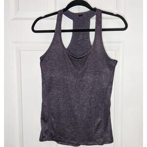 90 Degree by Reflex Women's Purple Heather Grey Stripes Activewear Tank Top S/M